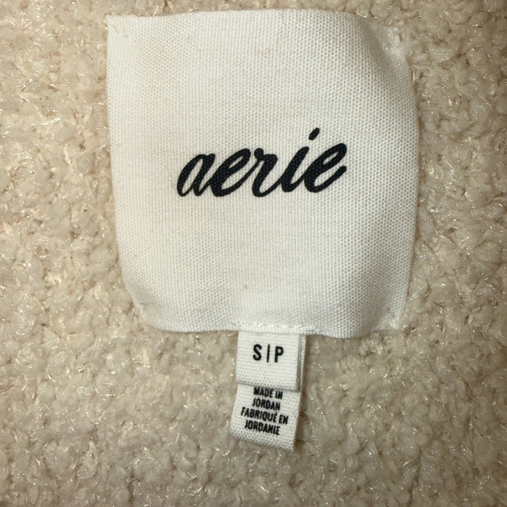 Aerie Cream Zip-Front Bouclé Cardigan Sweater Small - Picture 2 of 3